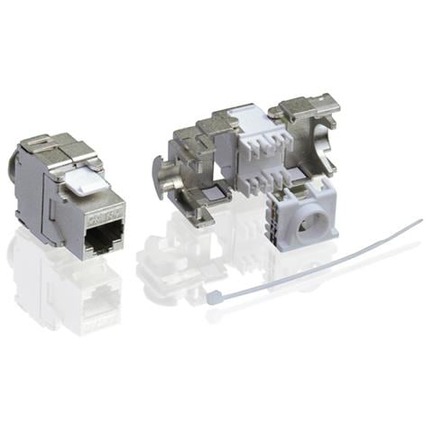 Cat. 6a Keystone, RJ-45, shielded, toolless silver, Argento - Foto 2